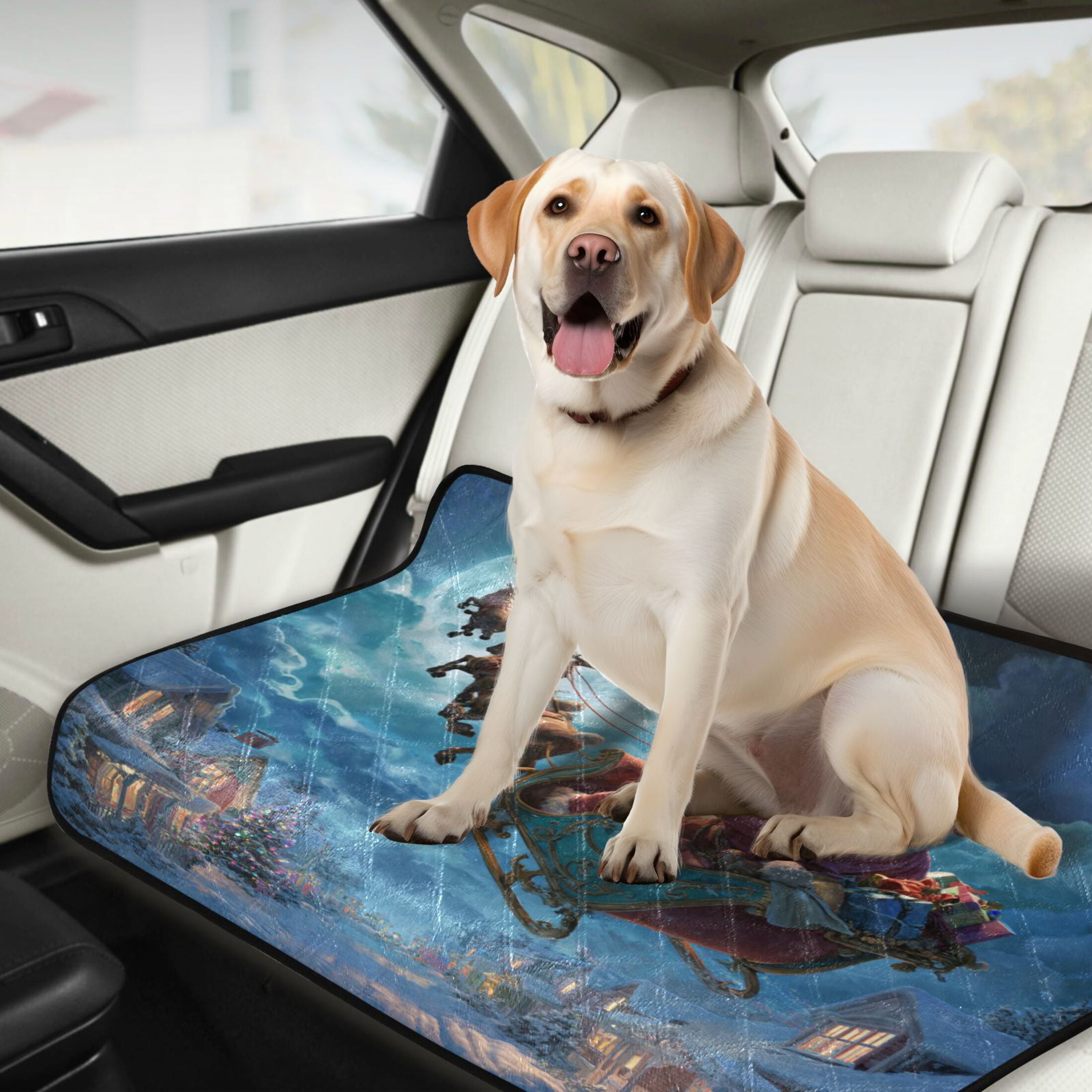 Qxltty Santa Sleigh Cat litter Pads Pet Set of 2 Diaper Mats Center Anti-leakage Layer Absorbent Soft and Comfortable