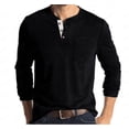 thumbnail image 2 of Long Sleeve Shirts for Men Henley Shirt Crew Neck Buttons Solid Color Casual Loose Henley Shirts for Men, 2 of 5