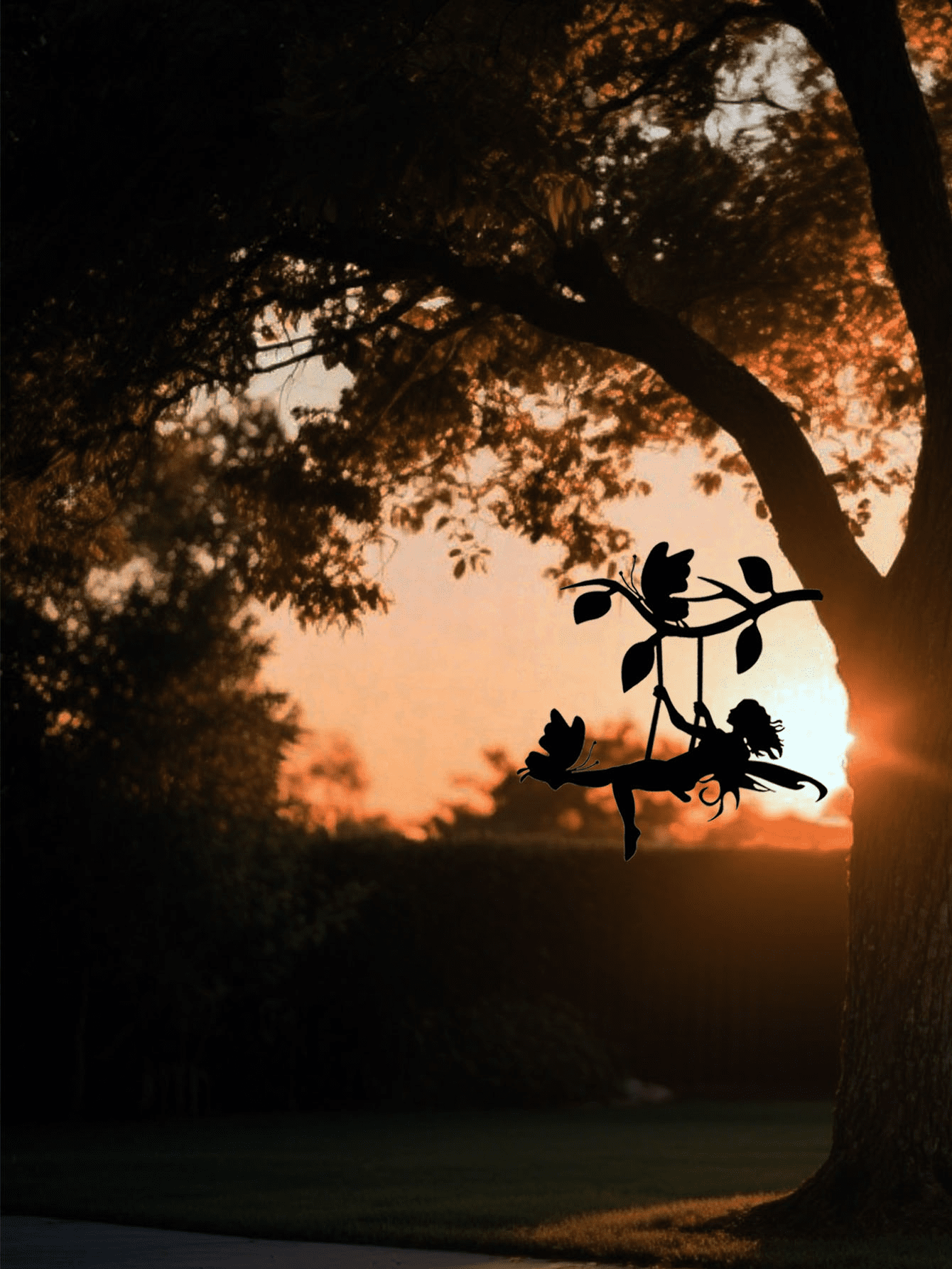 Spooky Halloween Metal Wall Decor Swinging Elf Silhouette Indoor Outdoor Garden Patio Gift