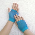 thumbnail image 5 of INSPIRE CHIC Women's Elbow Length Fingerless Fishnet Thumbhole Gloves 2 Pairs Sky blue, 5 of 5