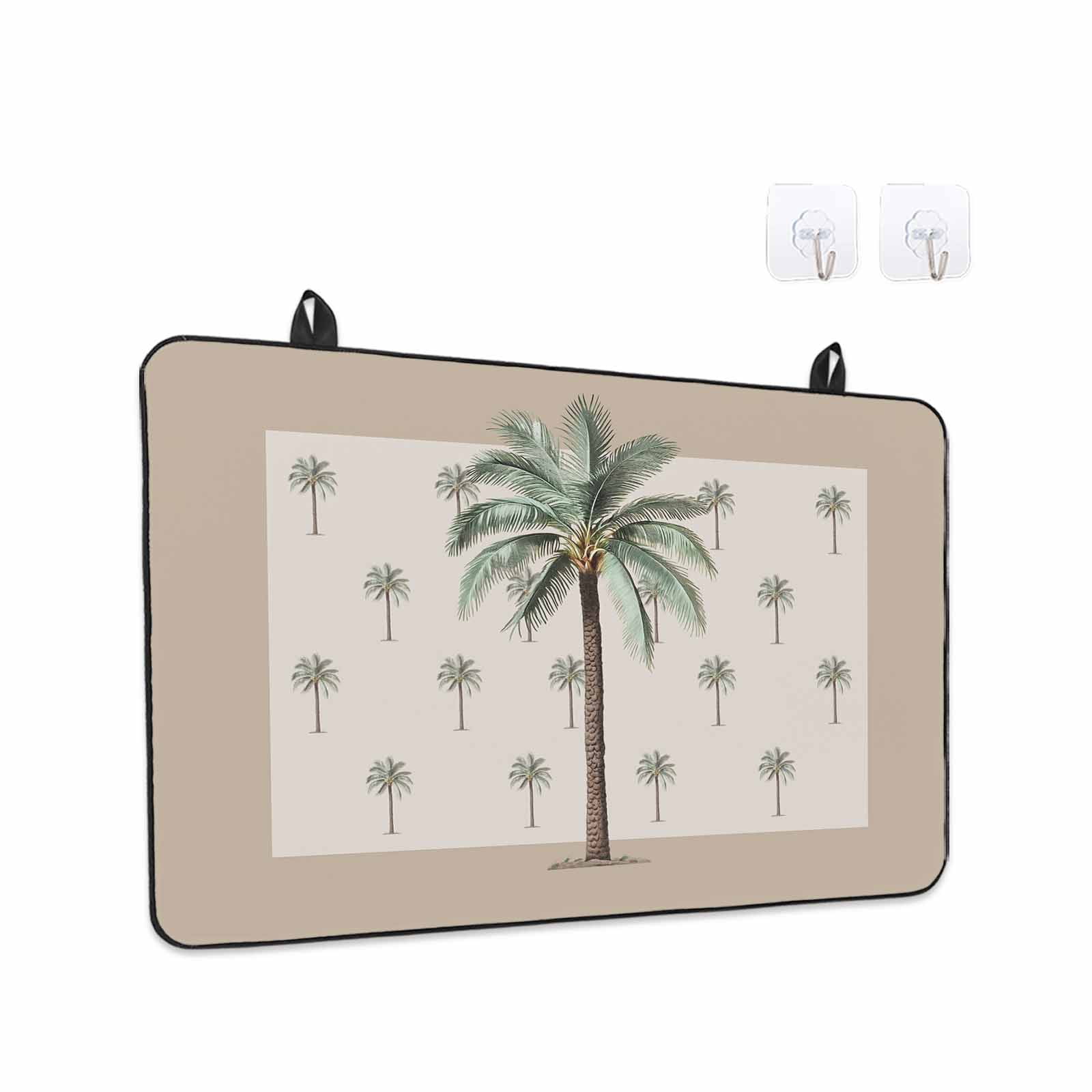 Palm Trees Stove Top Cover for Electric Stove, Heat-proof & Non Slip Glass Top Stove Cover Protector, Brown Tropical Plants Summer Green Kitchen Flat Cooktop Rubber Mat 24x21 Inches