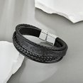 thumbnail image 2 of Mens Leather Cross Bracelet Multilayer Braided Wristband Bangle Bracelets with Stainless Steel Buckle Religious Gift for Men, 2 of 6