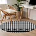thumbnail image 5 of Checkered Stars Round Living Room Rugs 4 ft, White Green Black Plaid Art Washable Area Rug with Non-Slip Sturdy Edge Binding Round Carpet for Entryway Kitchen Bedroom Bathroom, 5 of 9