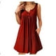 thumbnail image 2 of Vestido De Mujer Chaleco Con Botones Plisados ​​Camiseta Vestido Sin Mangas Con Bolsillo Casual, Rojo Vino, S Noticed AP002060-16, 2 of 6