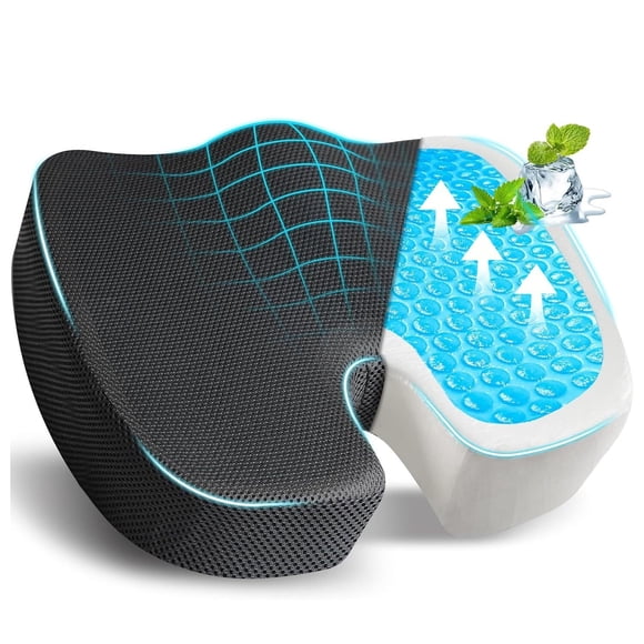 Cojin Ortepedico de Memory Foam para Asientos,cojín ergonomico para silla de oficina con Espuma Viscoelástica para Ciática,Dolor de espalda y coxis, cojín de gel para silla con base antideslizante