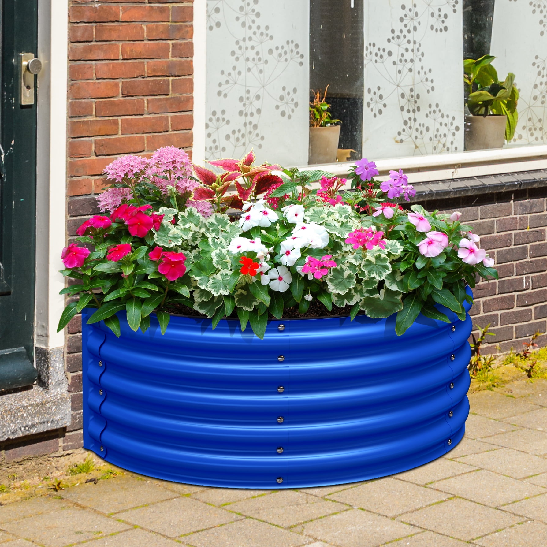 Olle Galvanized Raised Garden Bed 17" Tall Metal Planter Boxes Outdoor for Growing Vegetables,Herbs,Flowers Steel  Raised Garden Bed Kit 47"*27", Blue