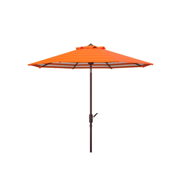 Safavieh Athens 9' Market Crank Striped Patio Umbrella, Orange/White
