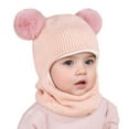 thumbnail image 1 of MIASHUI Ensemble Bonnet et Foulard d'Hiver pour Enfants avec Capuche Intégrée Accessoires Temps Froid Rose, Taille Unique, 1 of 4
