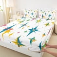 thumbnail image 3 of Homewish 4-Piece Queen Sheet Set, Colorful Stars Geometric, Vintage Adult Bedding, 3 of 7