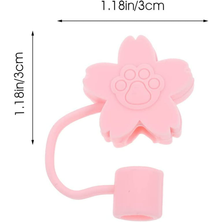 8Pcs Silicone Straw Tip Cover Cute Sakura Shape Straw Caps Straw Cover Plug  Reusable Drinking Straw Tips Lids for Valentines Day Wedding Party Birthday  - Pink 
