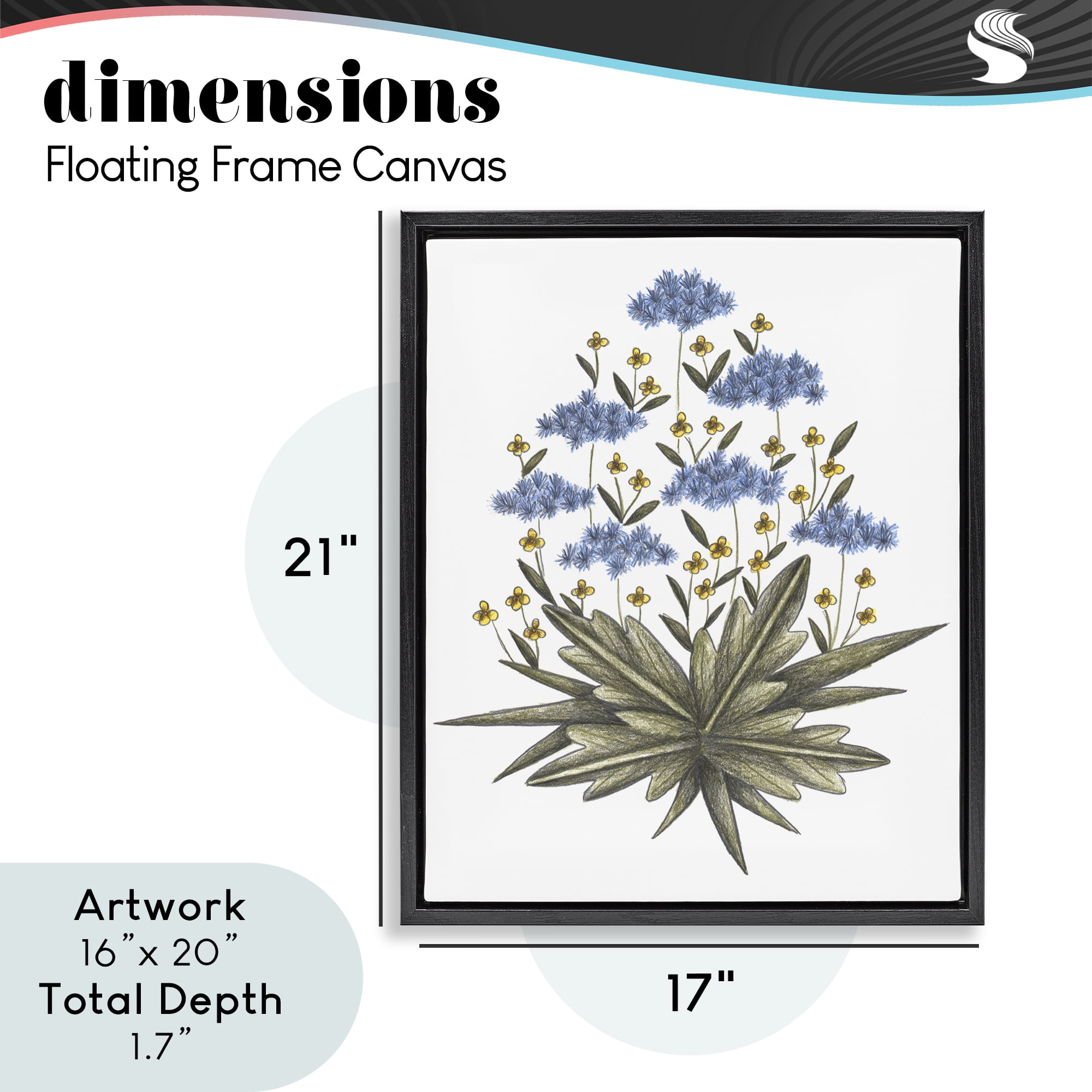 Where Wild Flowers Bloom Black Framed Floater Canvas Wall Art, design by Cecilia Battaini