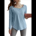 thumbnail image 1 of Camisetas Deportivas de Larga para Mujer, con Protección Solar UPF 50+, para Correr, Gimnasio, Secado Rápido Azul Gris L, 1 of 7