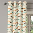 thumbnail image 2 of Ambesonne Indie Grommet Curtain, Retro Mustache Pattern, 50" x 120", Orange Brown and Teal, 2 of 6