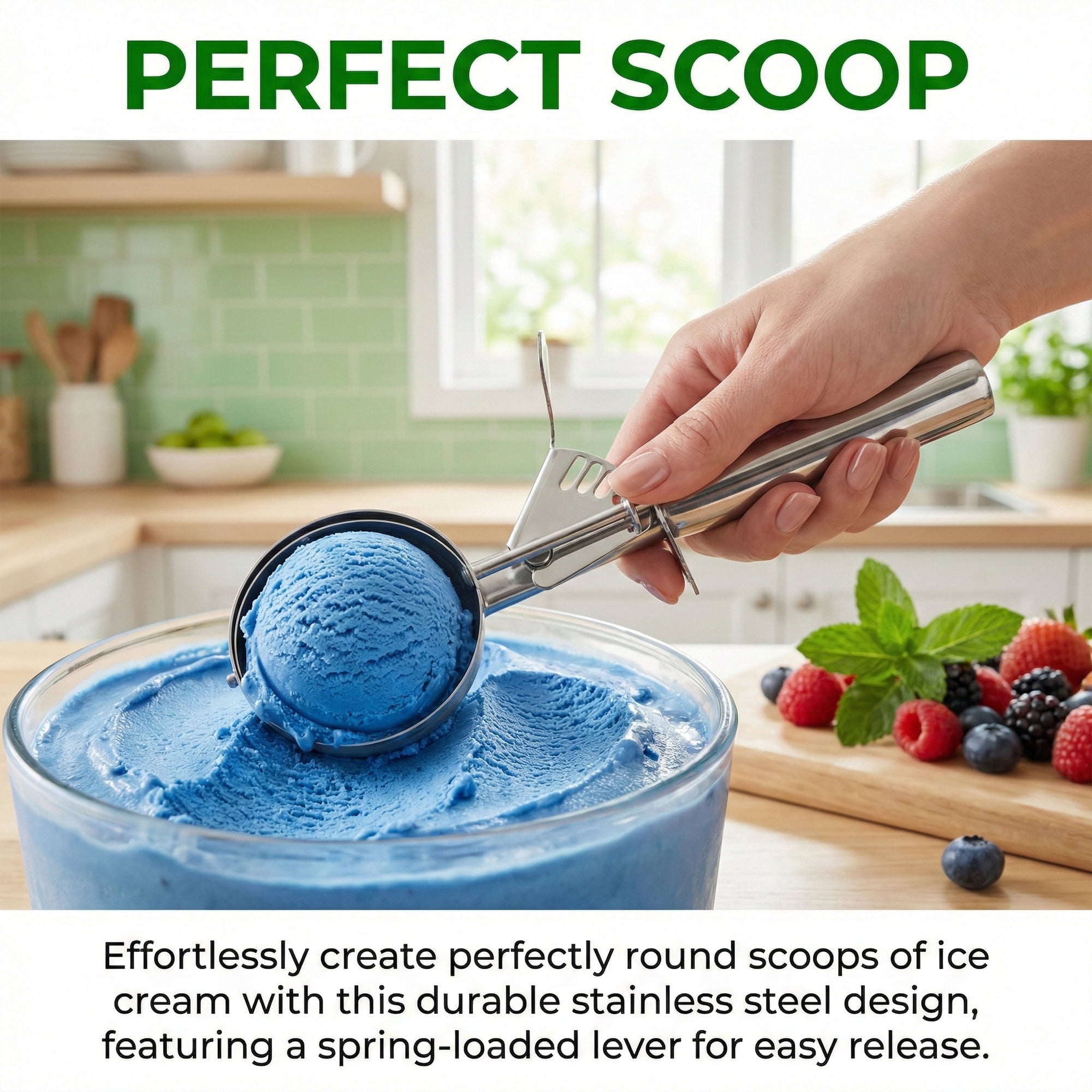 Unique Bargains Stainless Steel Comfortable Ice Cream Scoop Silver-1Pcs 8.7*2.5inch