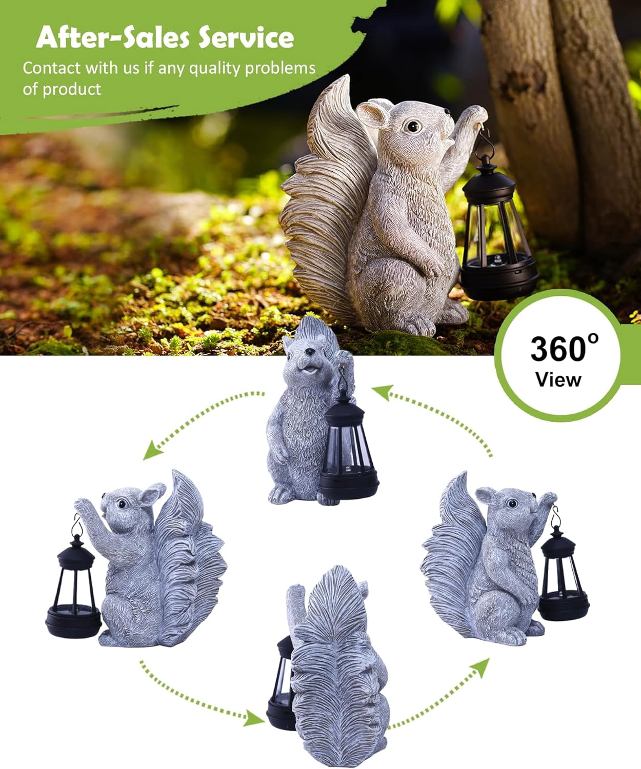 Solar Squirrel Statues for Garden Decor: Outdoor Sculptures for Clearance Outside Lawn Ornaments Porch Patio Balcony Yard – Gifts for Mom Grandma