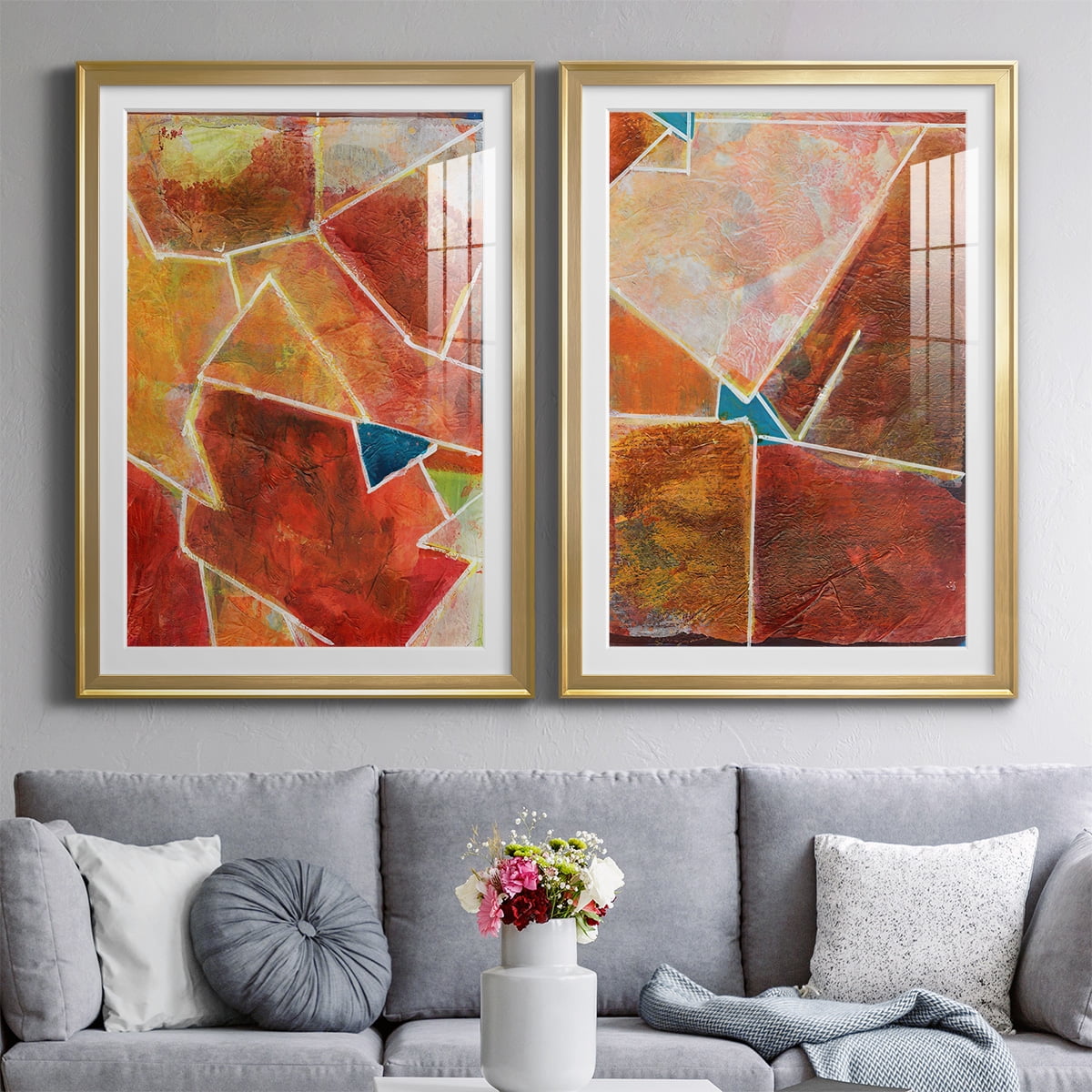 Wexford Home Primary Connection VII Premium Framed Print, 30.5" x 42.5" - Ready to Hang, Gold (Set of 2)