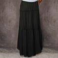 thumbnail image 6 of Annhoo Pleated Skirts for Women Casual Drawstring High Waisted Maxi Skirt Baggy Ruffle Tiered Vacation Long Skirt, 6 of 7