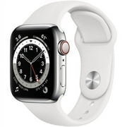Pre-Owned Apple Watch Series 6 40mm GPS + Cellular Stainless Steel - White Sport Good - Silver (Good)