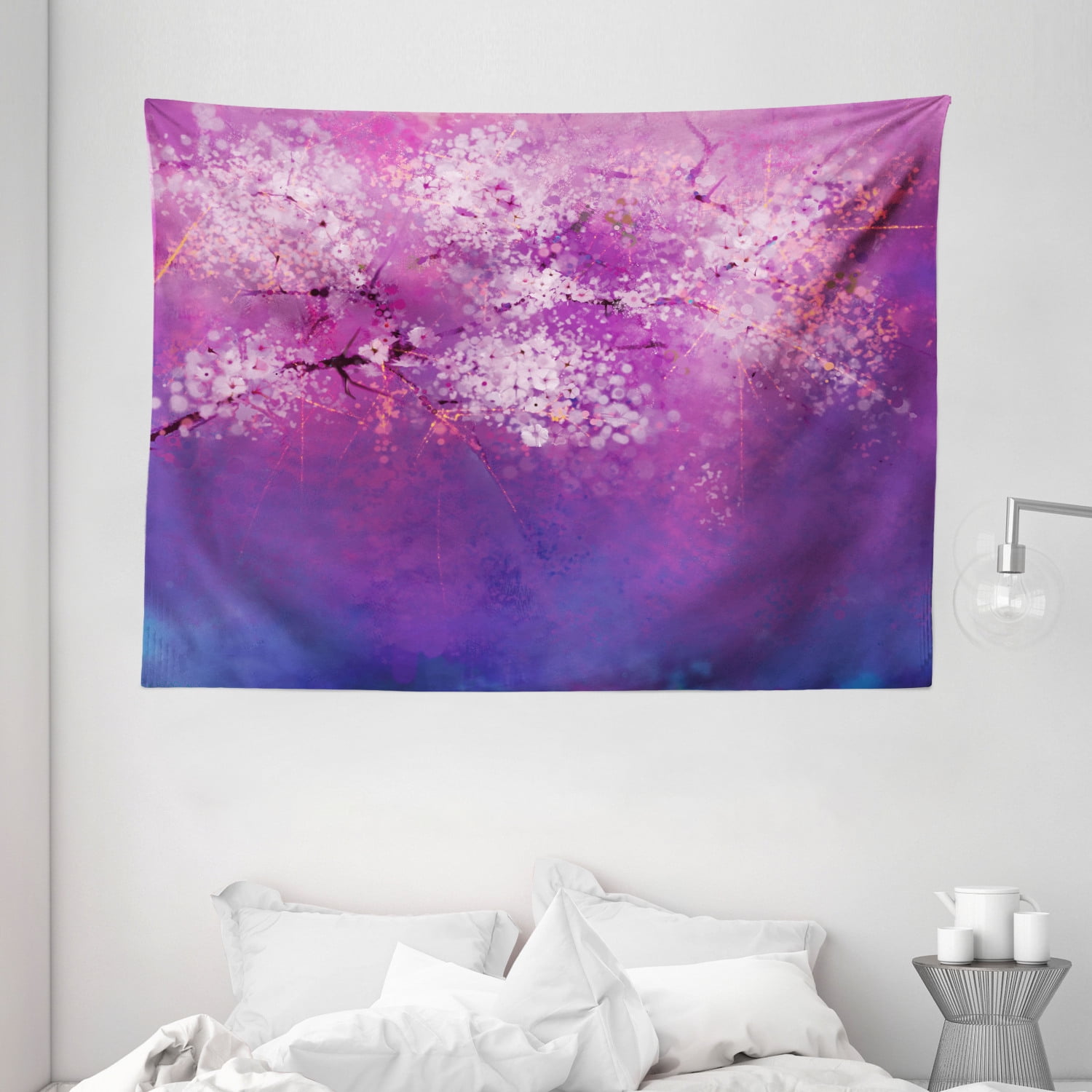 Watercolor Flower Home Decor Tapestry, Asian Japanese Cherry Blossom