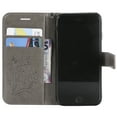 thumbnail image 2 of for iPhone SE 2022/ SE 2020/ 8/ 7 Wallet Case, Kickstand Case Credit Card Holder, Embossed Butterfly Pattern with Strap Premium PU Leather Magnetic Closure Shockproof Protective Flip Cover, Gray, 2 of 6