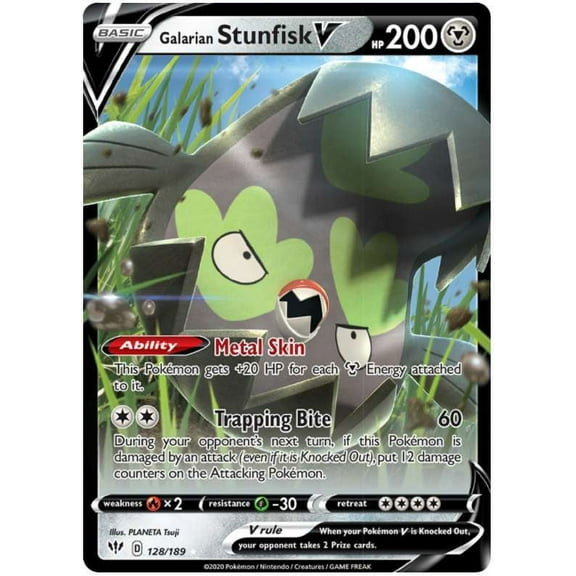 Pokemon Darkness Ablaze Galarian Stunfisk V #128