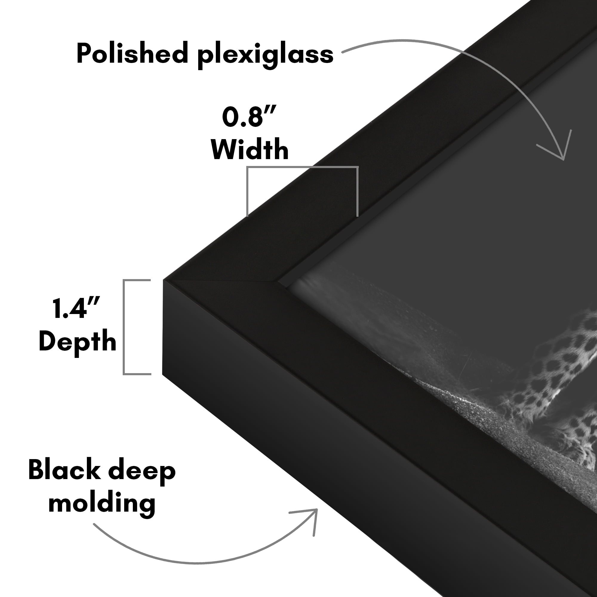 Americanflat 16x20 Picture Frame with Polished Plexiglass Soho Collection Gallery Style Deep Molding - Black
