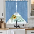 thumbnail image 4 of Blue Burlap Texture Kitchen Window Curtains, Swag Curtains Valance for Bedroom Living Room Bathroom, Farmhouse Vintage Blue Rod Pocket Window Treatment Curtain Block Drapes 2 Panels 36"x45", 4 of 9