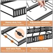 Housolution Pot and Pan Organizer, Expandable Pot Lid Organizer Rack with 14 Adjustable Dividers for Kitchen, Under Cabinet, Cutting Board, Bakeware, Black
