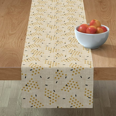 

Cotton Sateen Table Runner 72 - Dotted Minimalist Dots Lines Mud Cloth Midcentury Modern Texture Dot Line Print Custom Table Linens by Spoonflower