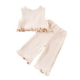 thumbnail image 1 of Zpanxa Girls Matching Sets Solid Color Sleeveless Round Neck Top and Pants Breathable 2 Piece Set 4 Years, 1 of 3