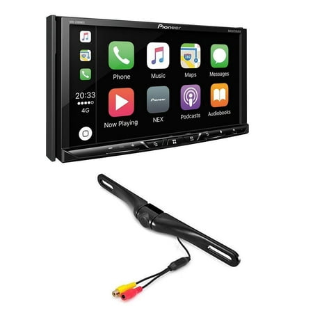 Pioneer DVD/CD Player Bluetooth Android Auto CarPlay Camera Input CAM-600 License Plate Bolt-On Rear View Camera w/Built-In I.R. (Best Backup App For Android No Root)