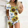 thumbnail image 2 of Mini vestido con cuello en V y mangas cortas a la moda con estampado de flores degradadas para mujer Pompotops  ghjkhdj16631, 2 of 5