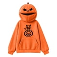 thumbnail image 5 of Yeaiivve Halloween Gifts for Kids Oversized Graphic Hoodies Boys Girls Novelty Pumpkin Face Print Pullover Hoodie Kangaroo Pocket Casual Hooded Sweatshirts Orange 15 Years, 5 of 8