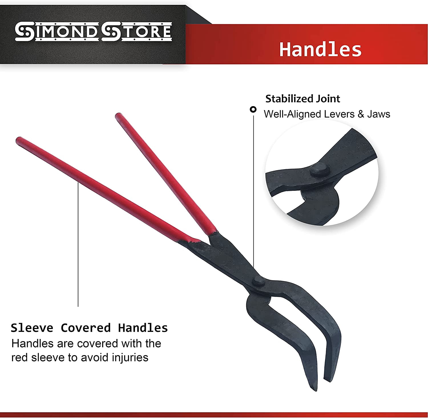 Simond Store 36" Graphite Hinged Blacksmith Tong for Foundry - Hinged Metal Tongs for Clay Graphite and Graphite Crucibles - Heavy Duty Steel Tong for Metal Melting, Refining, Casting Gold & Silver