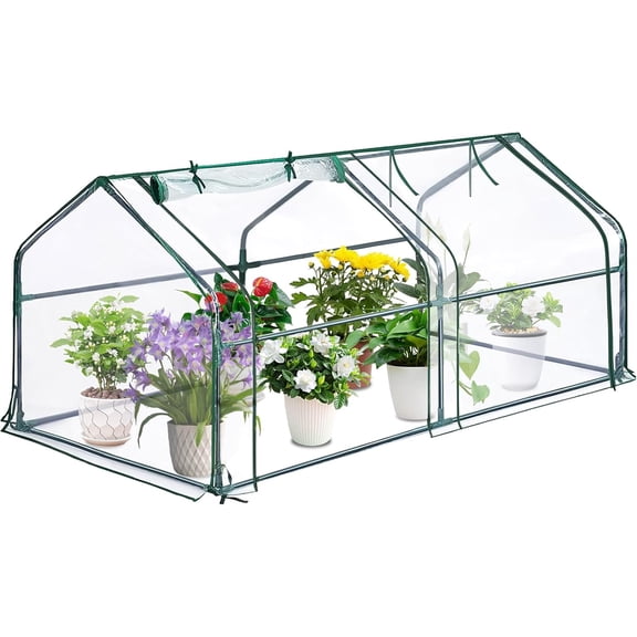 Mini Greenhouse for Indoor Outdoor,Small Plastic Plant Green House,Waterproof & Sun Protected Portable Greenhouses with Roll-up Zipper Door for Seedling,Ideal Gardening Gifts for Women Men