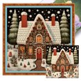thumbnail image 1 of Hilo Algodón Ecológico Bordado Punto Cruz Impreso 14CT Casa Invierno 50x50cm, 1 of 9