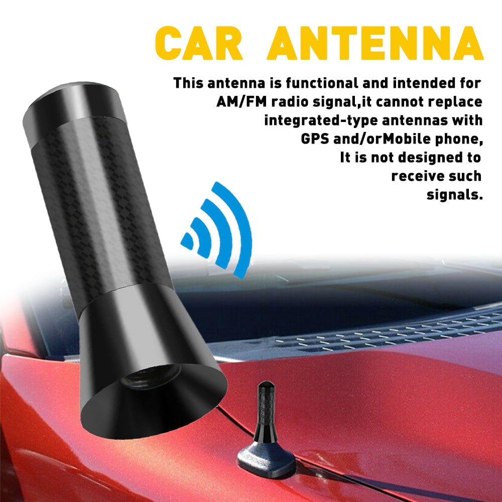 1.4inches Car Antenna Carbon Fiber Radio FM/AM Antena Black Kit ,  Anti-Theft Design, Car Wash Safe , Black Carbon Fiber Antenna for Truck, Car,  SUV 