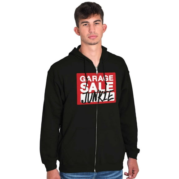 Garage Yard Sale Thrift Junkies Unisex Fleece Graphic Zip Up Hoodie Brisco Brands 2X