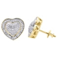 thumbnail image 3 of 10K Yellow Gold Real Diamond Heart Shape Studs 3D Double Frame Puff Earrings 1/2 CT., 3 of 5