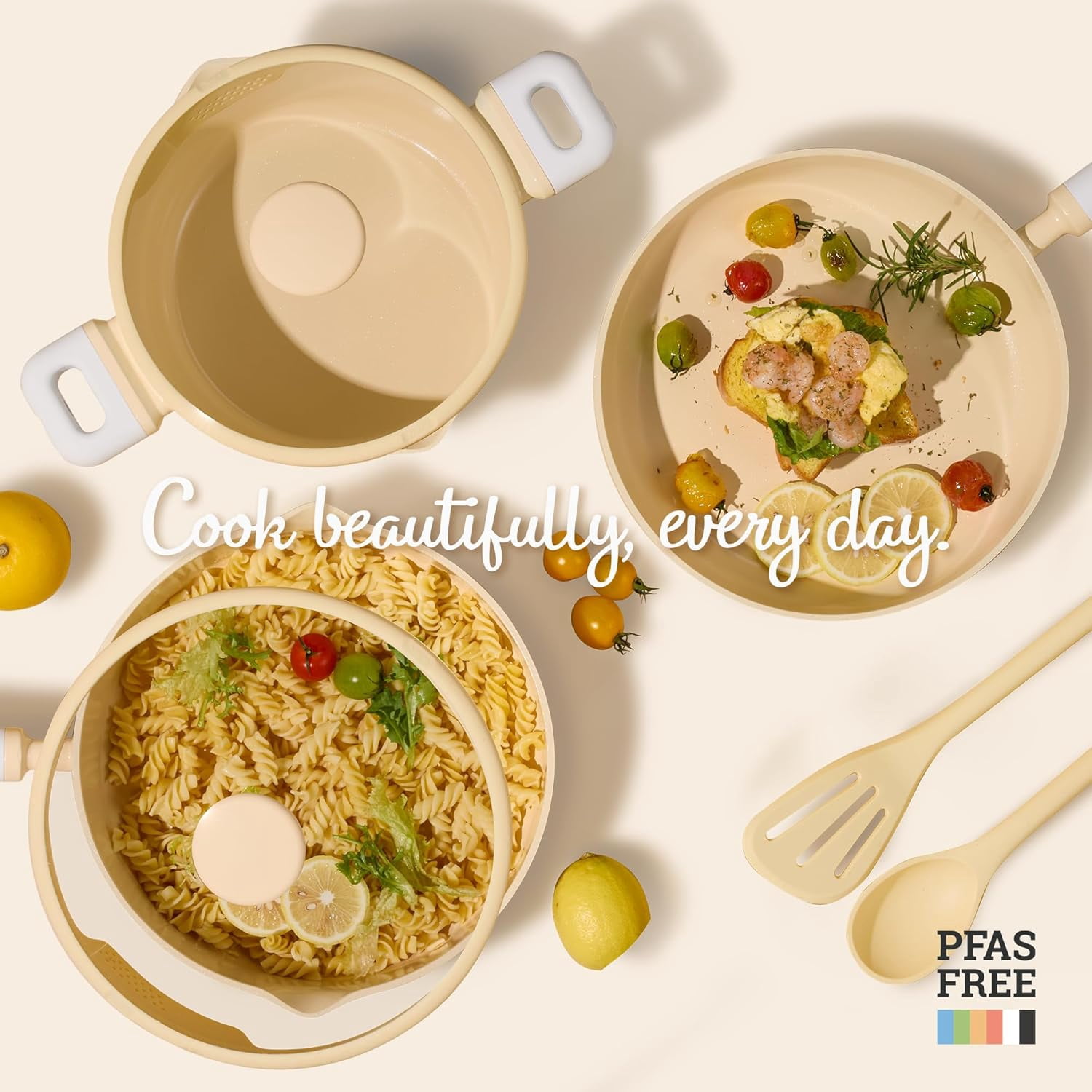 9-Piece Ceramic Nonstick Cookware Set Yellow Induction Safe Kitchen Pots and Pans with Steamer