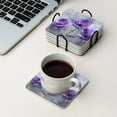 thumbnail image 4 of BaHomeck Drink Coasters Set Of 6 With Holder Purple Anemone Flowers In Abstract Painting Water Absorbent Ceramic Coasters Tabletop Protection,Suitable For Various Cup,Home Decor, 4 of 4
