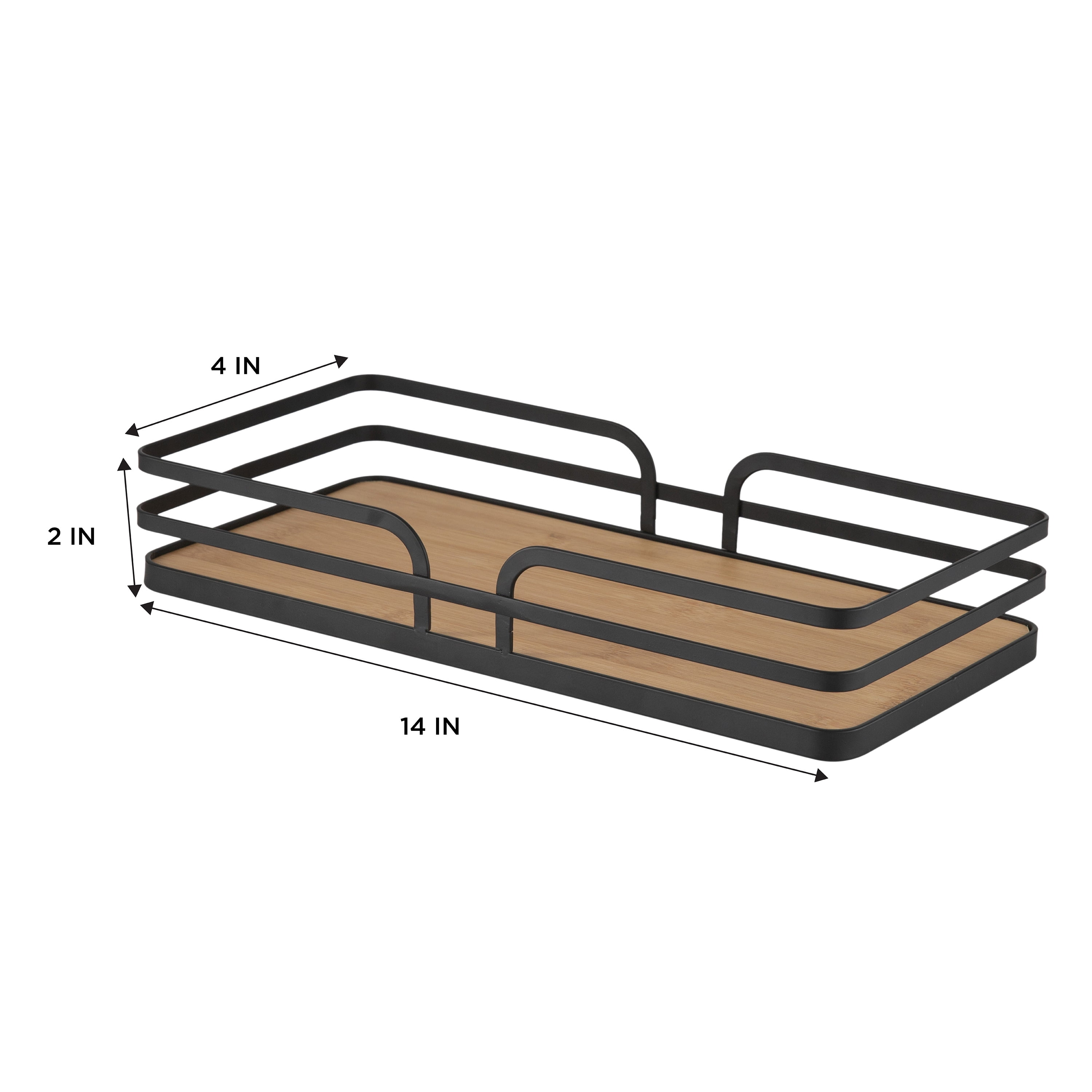 Simplify Modern Bamboo 6.5" W Vanity Tray in Matte Black