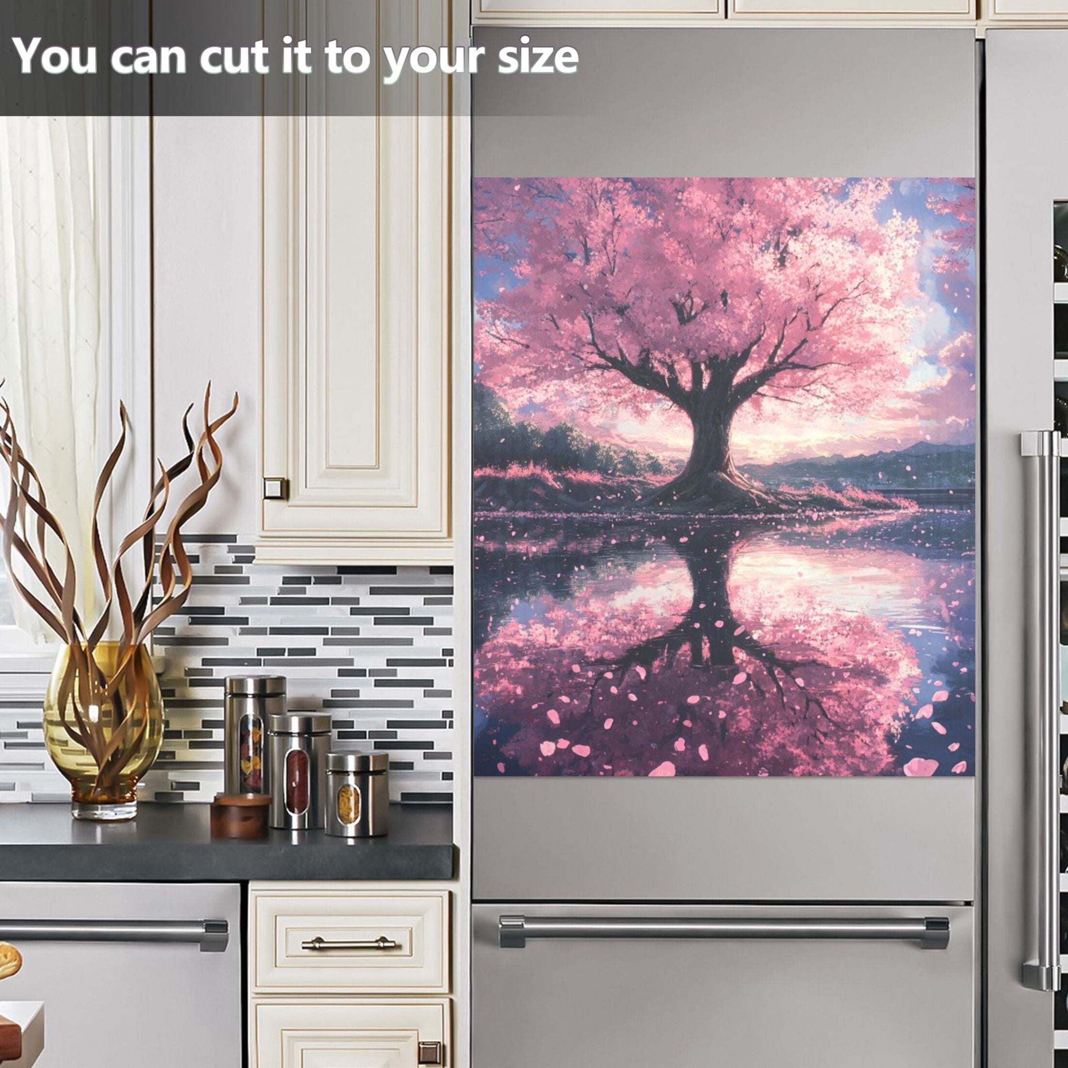 Dishwasher Magnetic Sticker 23x26 Inch Refrigerator Magnetic Sticker Washing Machine Magnetic Sticker Kitchen Panel Magnetic Sticker Home Decor Super Cool Cherry Trees