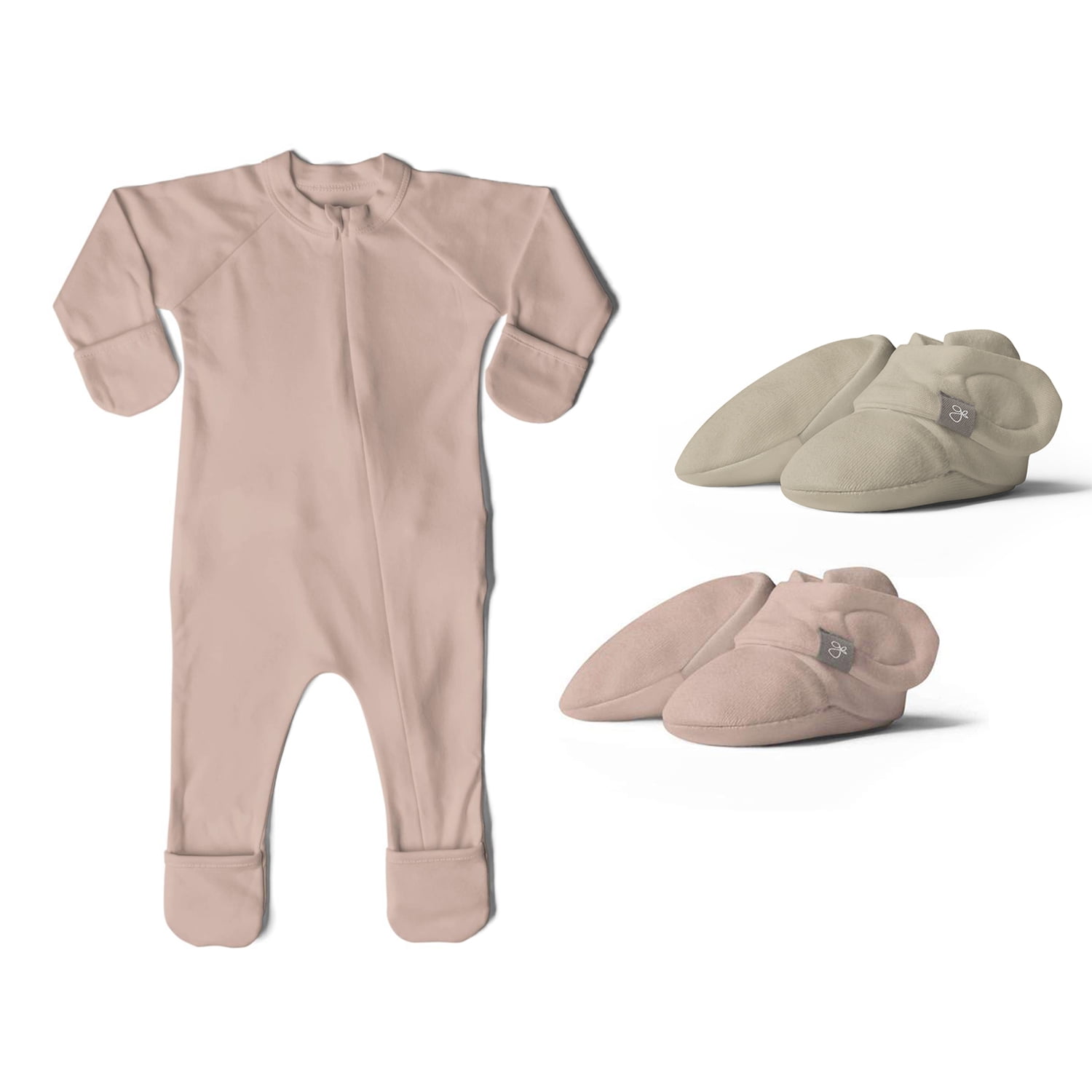 Goumikids 3 6M Unisex Baby Footie Pajamas with Booties 2 Pairs Rose Soybean Walmart