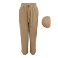 thumbnail image 5 of Cropped Linen Pants Women Petite Summer Casual Lightweight Ankle Length Loose Fit Straight Leg Trousers with Pockets 2XL, 5 of 5