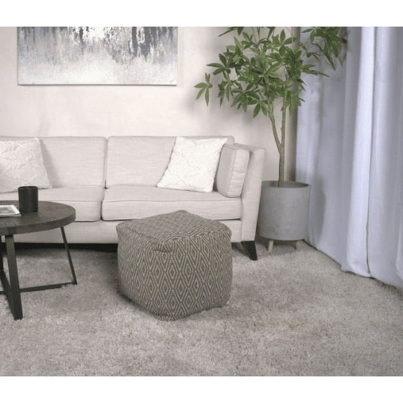 Large Ottomans Amuleto Hand - Loomed Cotton Pouf, Dark Grey and Brown,Ottomans With Storage