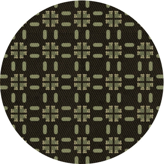 Ahgly Company Machine Washable Indoor Round Transitional Night Black Area Rugs, 5' Round