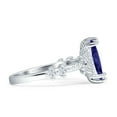 thumbnail image 5 of Marquise Halo Beaded Ring Blue Sapphire Cubic Zirconia White Tone 925 Sterling Silver, Size 10, 5 of 7