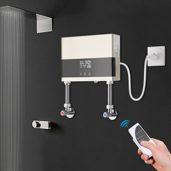 Mini Electric Tankless Hot Water Heater Constant Temperature Remote Control 110V 8.7*6.8*2.5inch for Kitchens, Bathrooms, Restaurants
