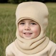 thumbnail image 3 of Deyuer Children Winter Hat with Integrated Scarf Yarn Knitted Cap Ear Protection Solid Color Windproof Warm Headwear for 1-8 Years Old Kids, 3 of 8